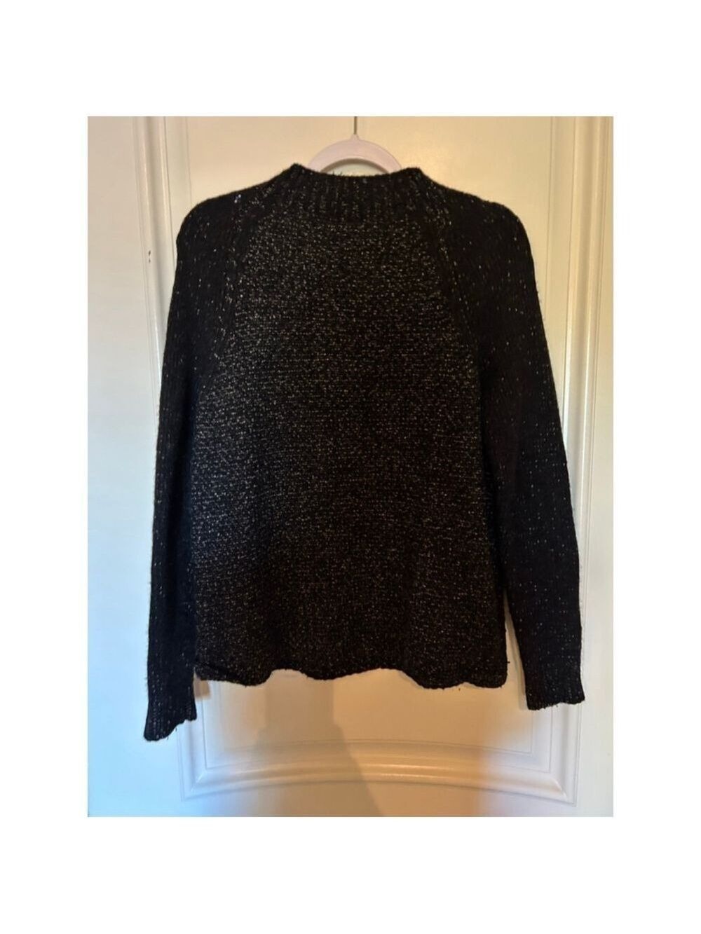 Women's Vince Black White Wool Blend Crew Neck Sweater M - Picture 4 of 6